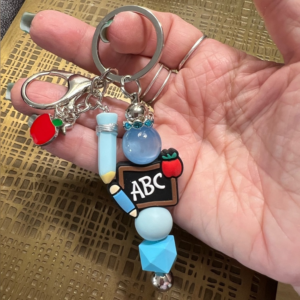 Teachers Beaded Keychain / Purse Charm - Handmade